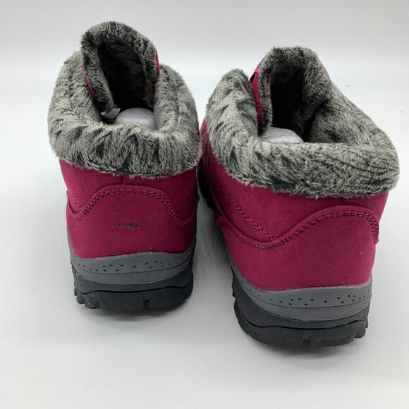 High-Top Boot Size 8 Burgundy & Purple Faux Fur Lined Fashion Shoes - Picture 4 of 11